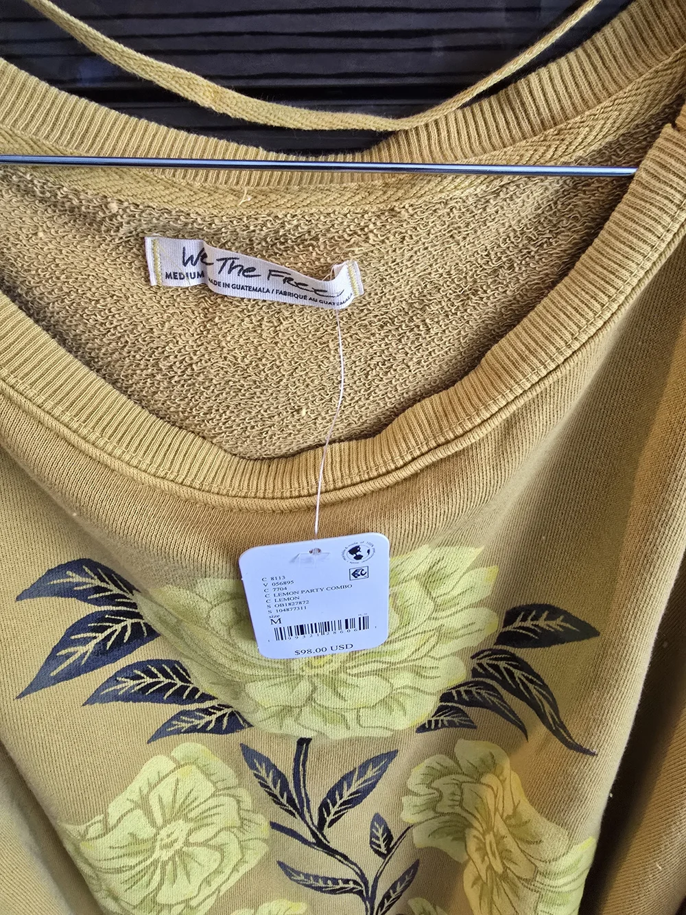 We The Free Mustard Floral Oversized Camden Sweatshirt, NWT, Size M - Picture 3 of 8
